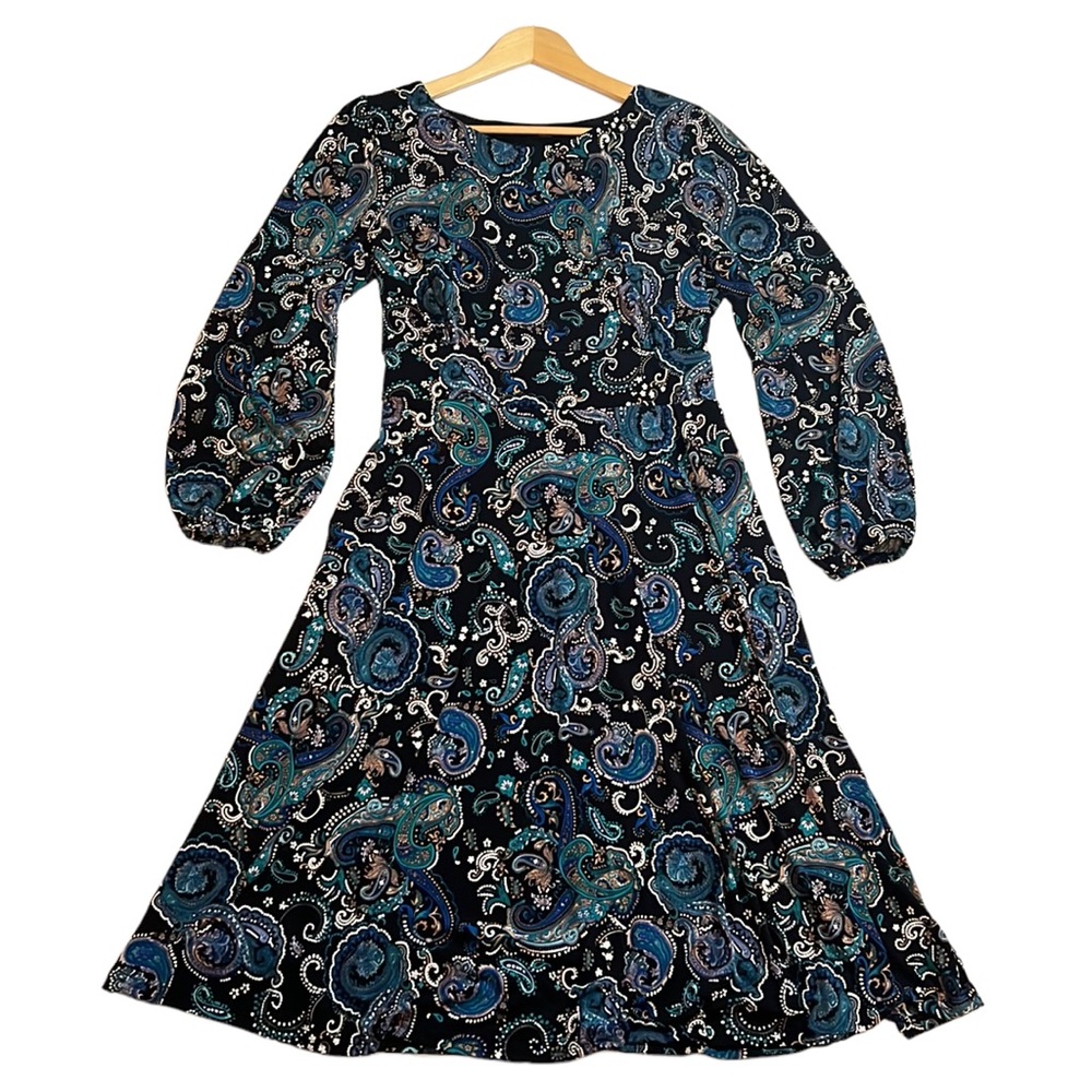 Leslie Fay Blue‎ Paisley Print Dress Size 12